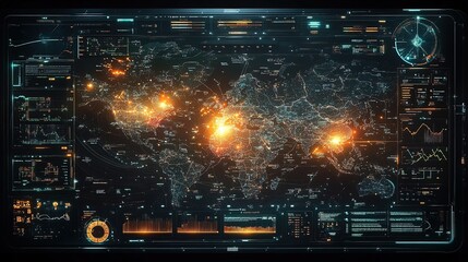 A futuristic map interface glowing with travel speed analytics, sharp and technological 