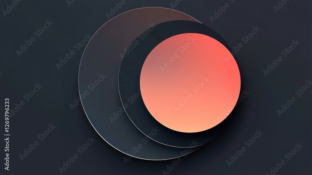 Poster abstract concentric circles art design with coral color