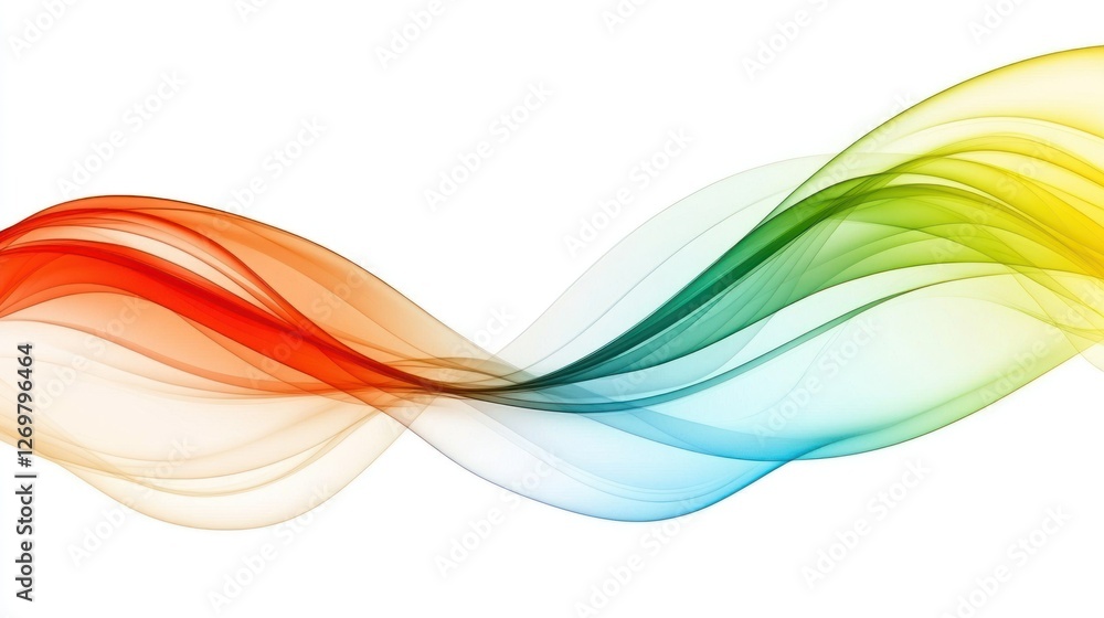 Poster abstract colorful waves flowing seamlessly across white background