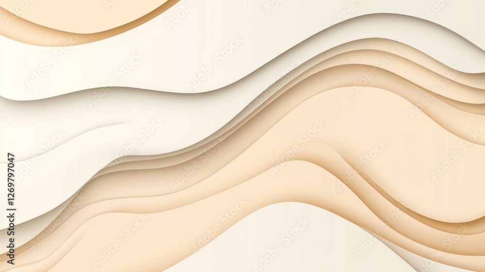 Poster abstract beige and white wave pattern design