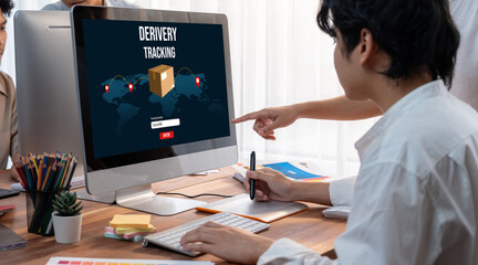 Delivery tracking system for e-commerce and brisk online business to timely goods transportation...