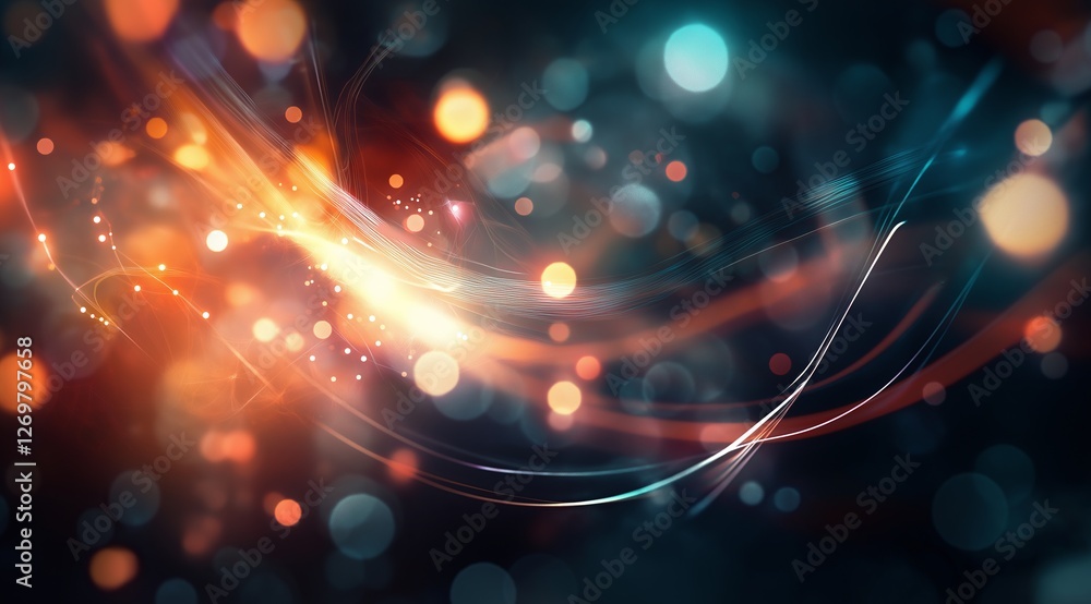 Poster technological modern background with bright lines of light and color. futuristic attractive backgrou
