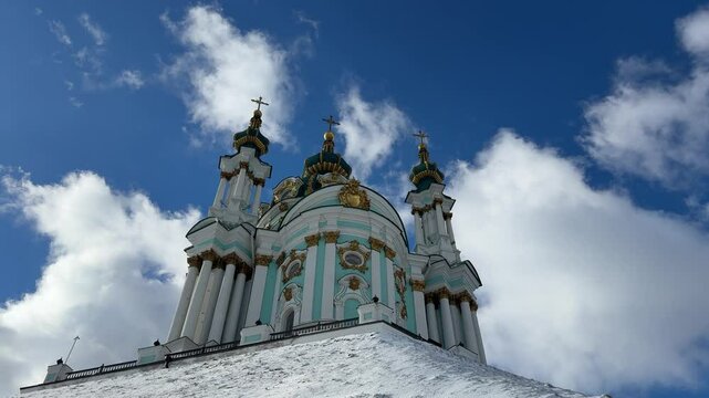 Orthodox church of st. Andrew's in Kyiv city Ukraine. Majestic Andreyevskaya tserkov'.