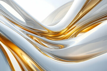 Sleek gold-and-white futuristic design with curved gradient lines for a dynamic look