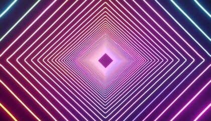 looped 3d animation neon tunnel with rotating square frames abstract cycled background