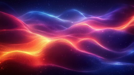 Obraz premium Vibrant Waves of Colorful Light in a Cosmic Landscape