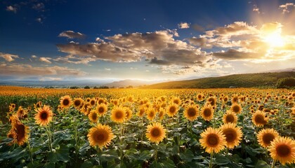 Obraz premium sunflowers field on sky