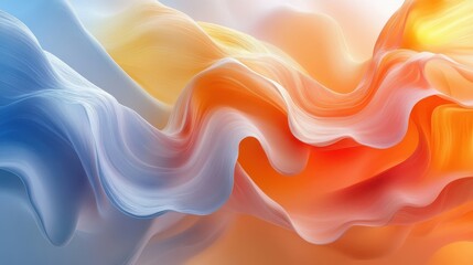 Fototapeta premium Abstract Flowing Waves in Soft Colors of Blue and Orange Shades