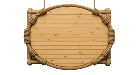 placa de madeira  circular cordas bambu no fundo transparente