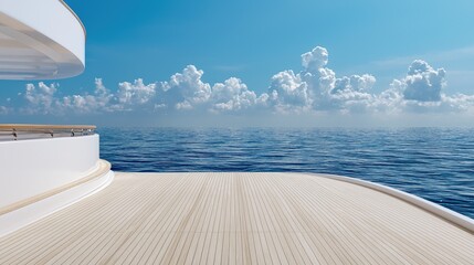 Obraz premium Luxury yacht deck, ocean view, sunny day, travel
