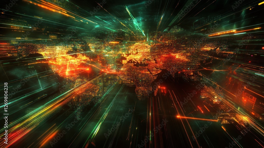Aufkleber Global network visualization with fast moving data streams