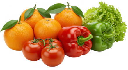 frutas e verduras no fundo transparente