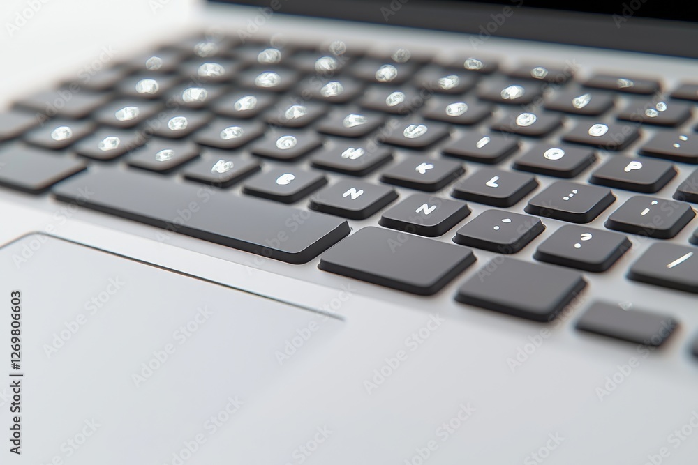 Poster close-up of a modern laptop keyboard highlighting the sleek design and functionality, perfect for sh