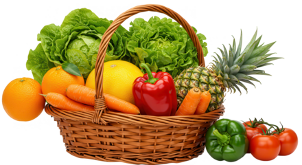 frutas e verduras no fundo transparente