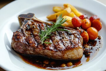 luxurious high end meal on dark dish