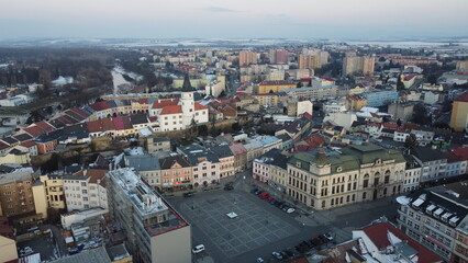 Prerov town center and chimney chemical factory