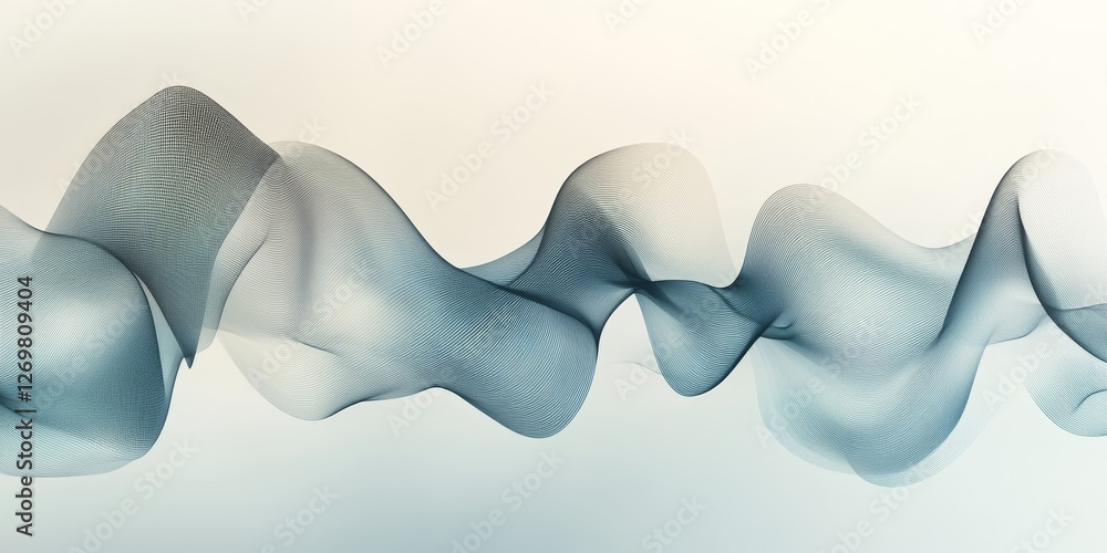 Poster abstract flowing blue lines, seamless wavy pattern with dynamic curves and subtle highlights