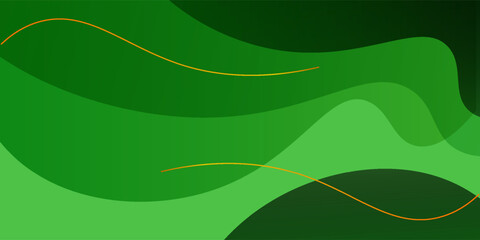Abstract Green Background gold lines Template Vector, Green Background with Beautiful Wave and Gradient Design