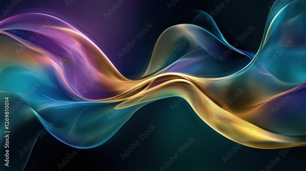 Poster abstract colorful waves flowing dynamically