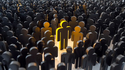 Obraz premium Two Glowing Figures Stand Out in a Crowd