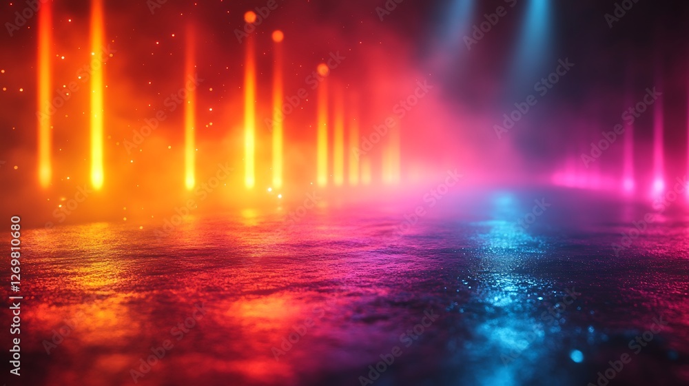 Wall mural dazzling array of colorful light beams symbolizing artistic storytelling and motion