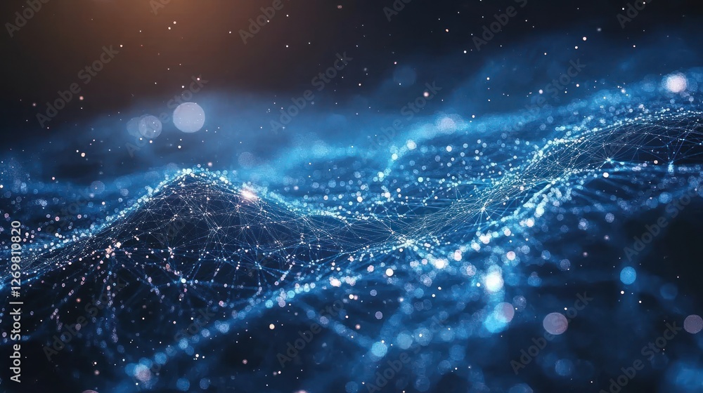 Poster abstract technology background with connected dots and lines network