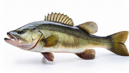 largemouth bass fish isolated on white background