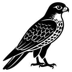 Falcon Bird Silhouette Vector Icon White Background.