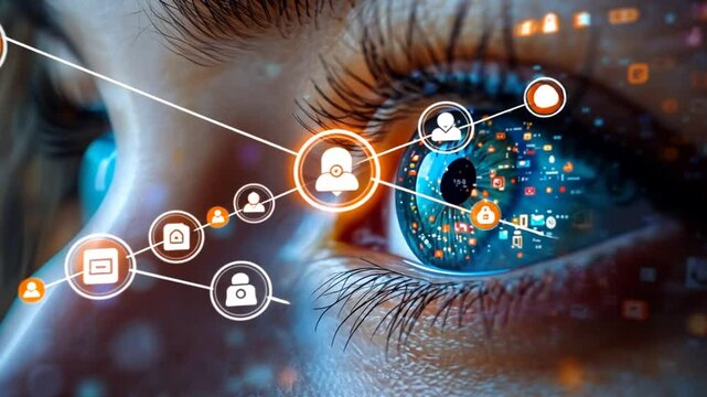 Digital Eye, Network, Connections, Data, Interface, Future, Technology, Human, Close-up, Abstract