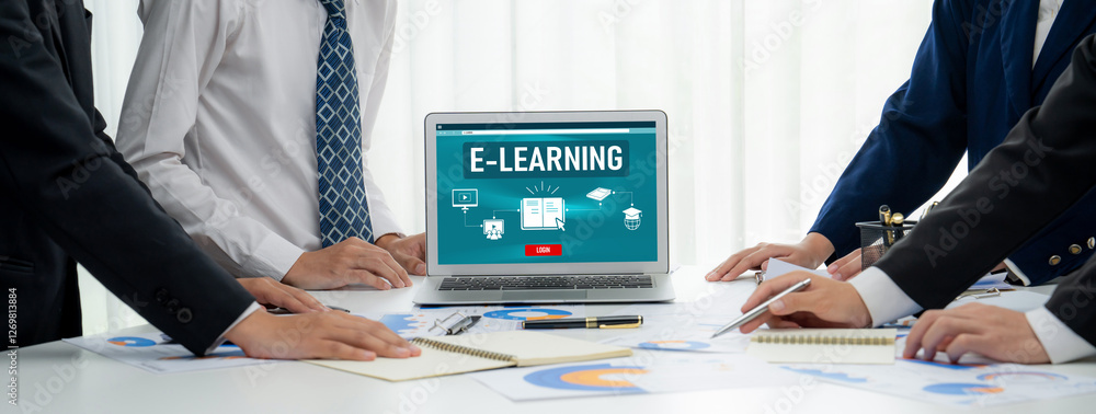 Poster e-learning website with brisk sofware for student to study online on the internet network