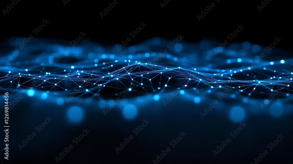 Poster abstract digital network connection with glowing dots and lines