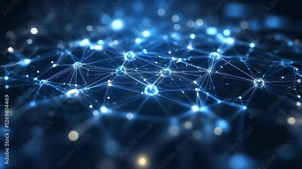 Poster abstract digital network connection with glowing nodes and lines concept
