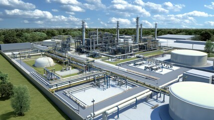 Aerial View of a Modern Petrochemical Refinery Complex