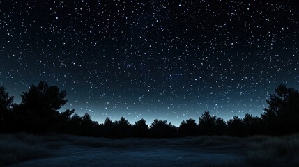 Night Sky Over A Landscape In Complete Shadow
