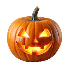 Carved Halloween jack o lantern pumpkin isolated on transparent background. Generative AI