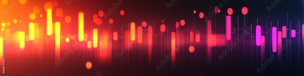 Poster abstract background with glowing lines, blurred lights, and bokeh effect in red and orange tones
