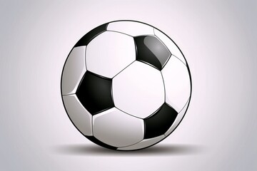 Fototapeta premium Soccer Ball: A classic soccer ball in black and white is the focus of this image, its geometric design and shadow adding depth.