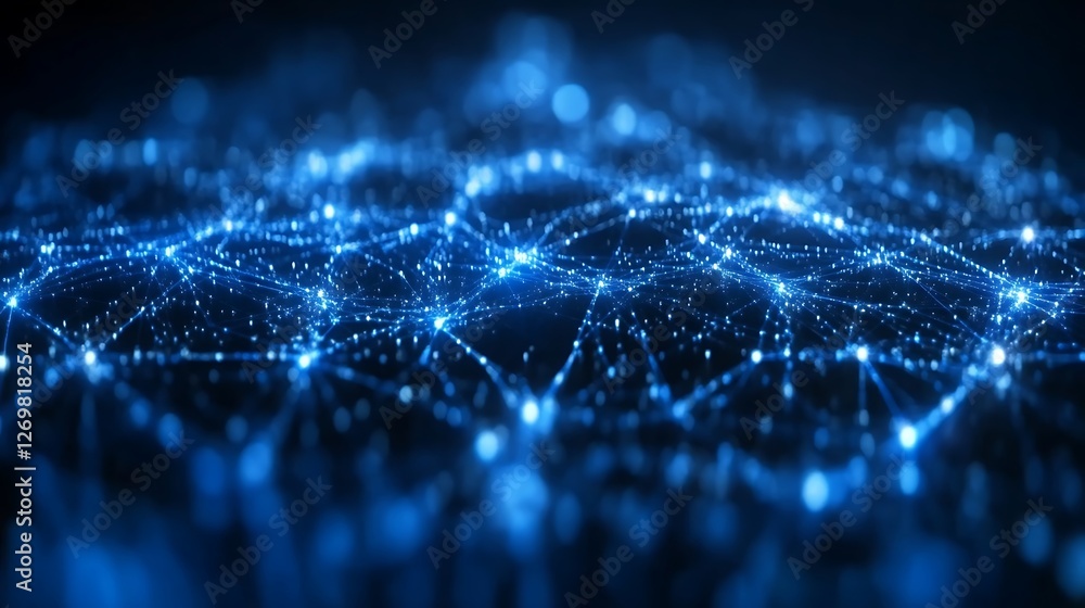 Aufkleber luminous network, interconnected data points in a technological landscape