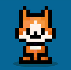 fox cartoon kawaii game character in pixel art