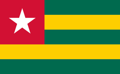 Togo flag original color and proportions