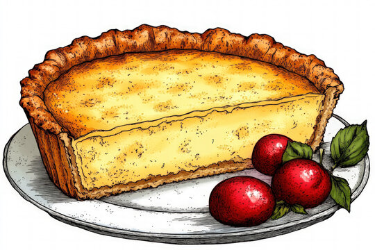 baked pie with red berries on plate clip art preview