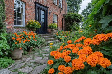 Obraz premium Sissinghurst Castle Garden, vibrant flowers, historic and picturesque