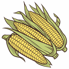 Grilled Corn on the Cob with Butter & Seasoning Vector Illustration