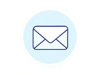 A blue envelope with a white lettering