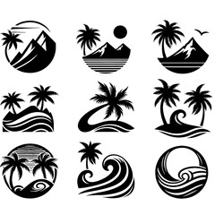 vector set of tropical island icons