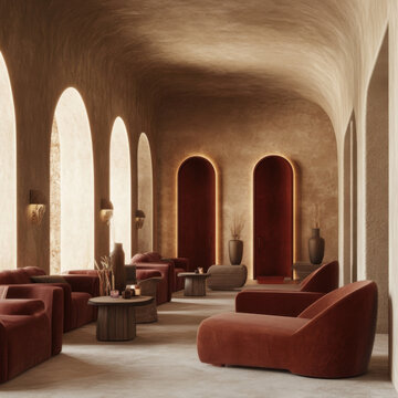 Burgundy Spa Lounge Interior Design