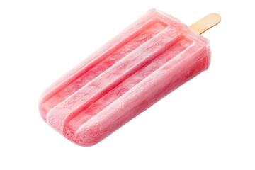 Refreshing frozen treat crafted from vibrant strawberries placed on a clean white surface isolated on transparent background