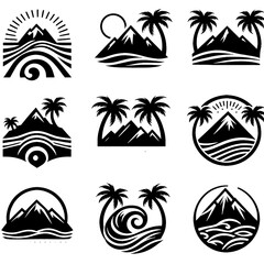 vector set of tropical island icons