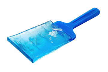 A bright blue ice pack resting on a clean white surface, ready for cooling relief after a long day isolated on transparent background