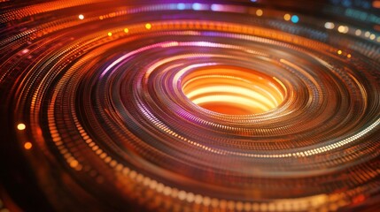 Abstract Technology Tunnel with Glowing Lights and Futuristic Design